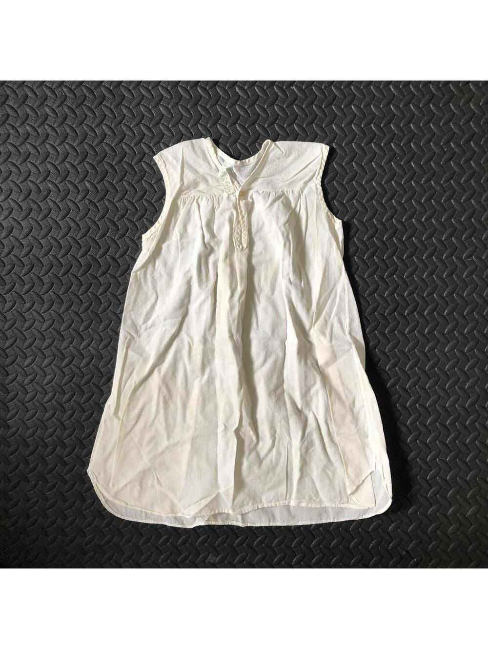 Vintage Medium Toddler Baby Snug White Sleeveless Cotton Nightgown Dress